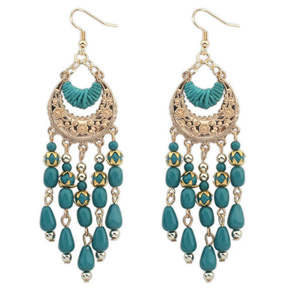 Bohemian drop earrings blue