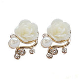 1 pair Alloy Rose Gold plated Pearl Stud Earrings For Women