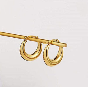18K Gold Plated Large Thick Hoops Earrings Stainless Steel Lightweight Hoop Earrings for Teen Girls