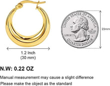 Load image into Gallery viewer, 18K Gold Plated Large Thick Hoops Earrings Stainless Steel Lightweight Hoop Earrings for Teen Girls
